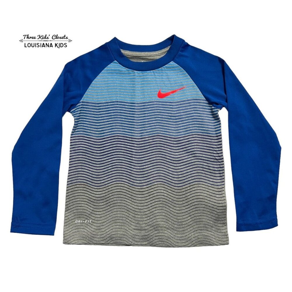 Nike 4T Blue & Grey Wave Stripe Raglan Shirt